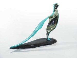 PHEASANT Bronze on Bog oak