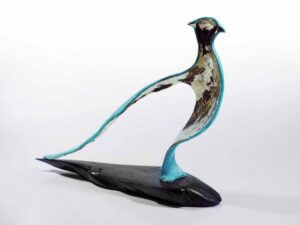 PHEASANT Bronze on Bog oak