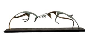 The challenge  Bronze on oak 43x21x168cm