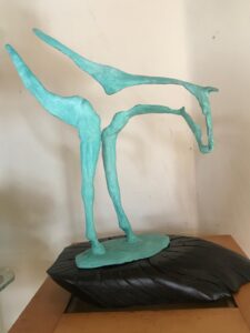 Touchdown    Bronze on bog oak 28x24x13cm  