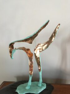 Touchdown    Bronze on bog oak 28x24x13cm  